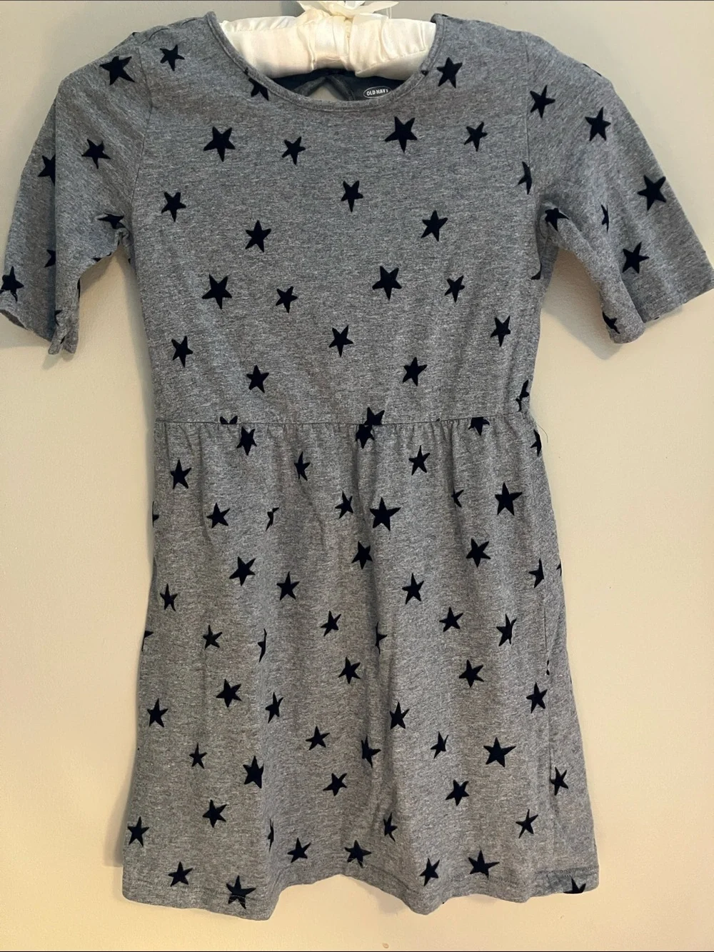 Girls' Gray Star-Print Casual Dress